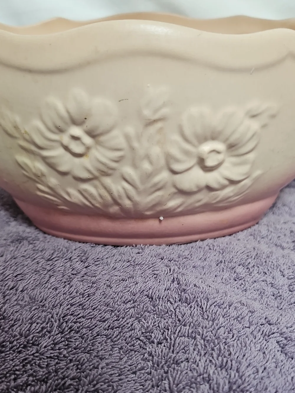Vintage USA Hull Pottery Floral Basket Hombre Cream and Pink Basket/Planter